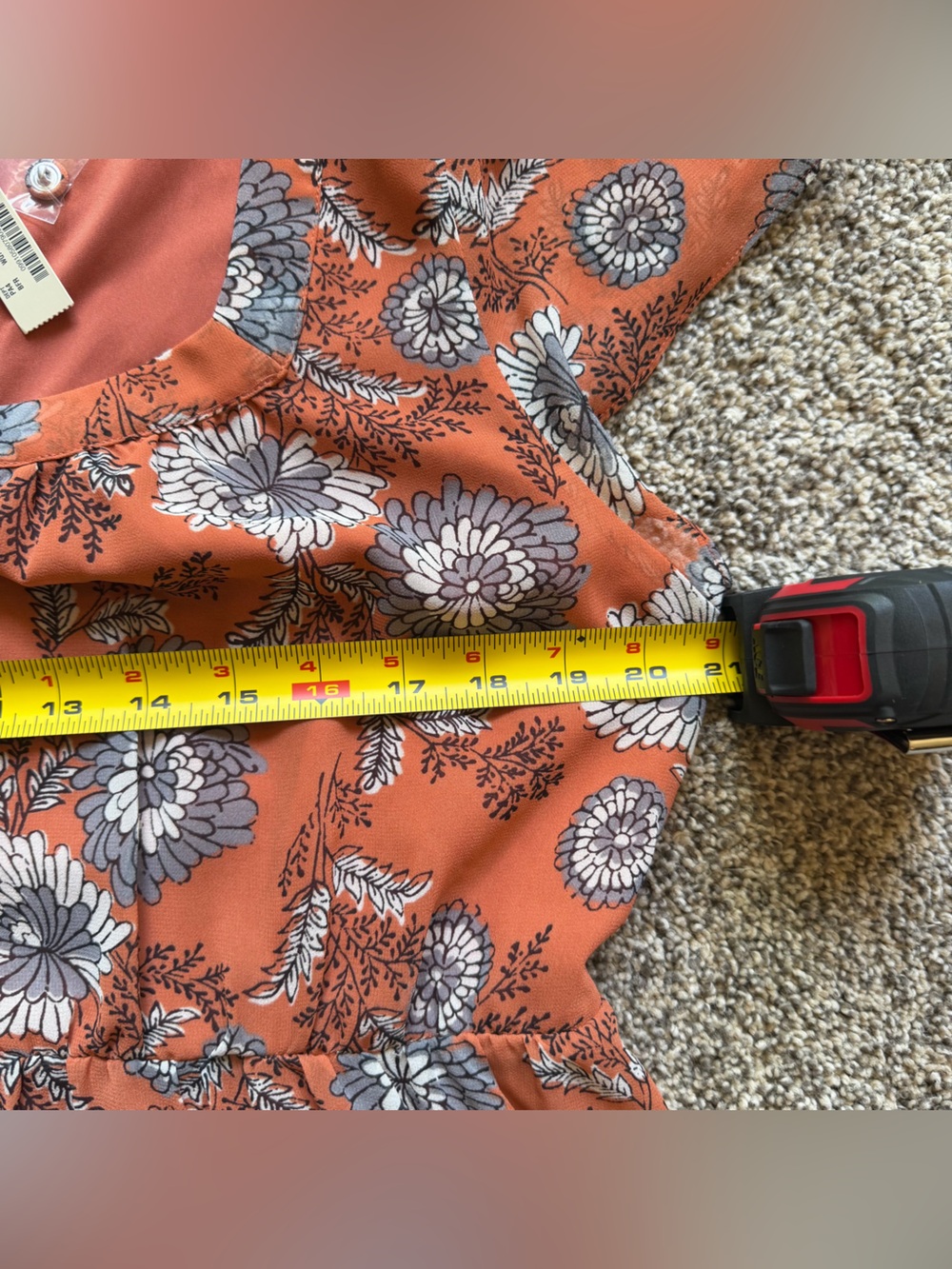 NWT Madewell Floral Chiffon Midi Dress Scoop Neck Short Sleeve Buttons Zip Sz 14 - Picture 10 of 11